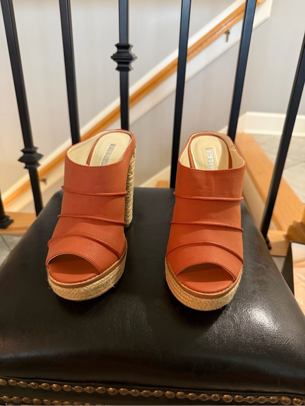 BCBGeneration Terracotta Orange Wedge Espadrille Mules